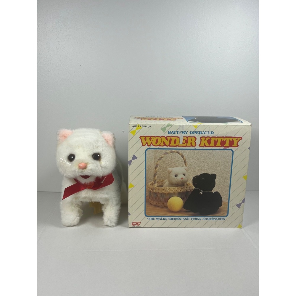 RARE VINTAGE 1985 JAMINA‎ WONDER KITTY  Robot Cat Walks & Flips! WORKING! - READ